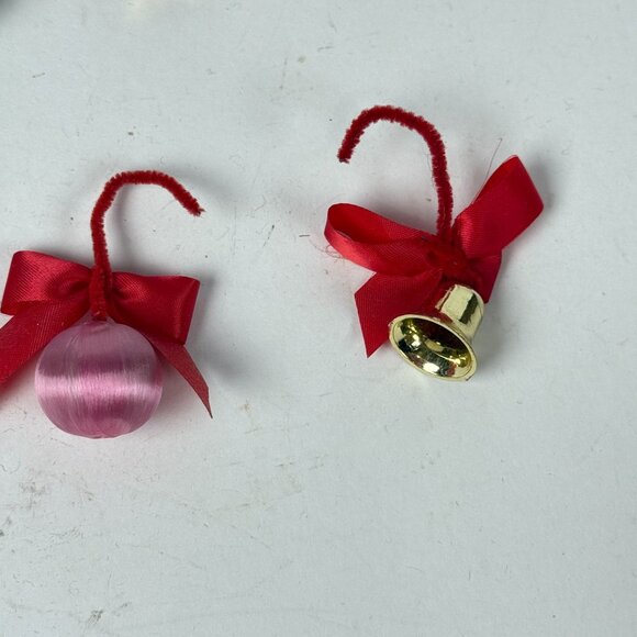 Vintage Christmas Miniature Ornaments Set Of 12 Candy Canes & Baubles Santa Pine - Picture 7 of 7